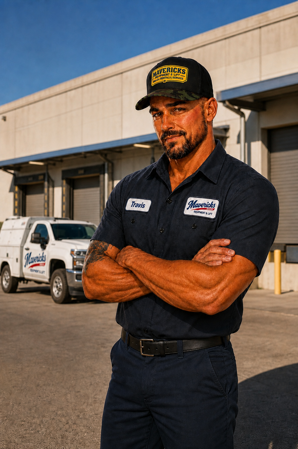 Travis Goodrich, owner and technician of Mavericks Equipment and Lift, outside an Arizona warehouse